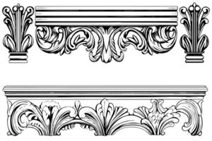 classique baroque ornementation ancien illustration de architectural moulage et les frontières paquet. vecteur