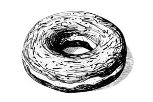 ancien dessiné à la main Donut esquisser illustration de sucré traite Chocolat. vecteur