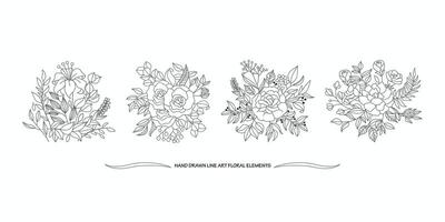 floral ornemental bouquet Rose. main tiré isolé objet sur blanc Contexte pour invitation, anniversaire. vecteur