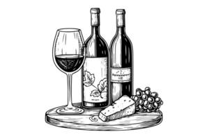 ancien vignoble élégance dessiné à la main du vin illustration avec vigne esquisser. vecteur