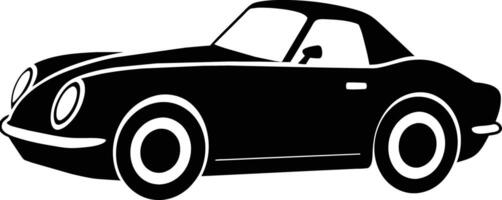roadster classique voiture icône bleu noir silhouette, ancien voiture, vieux regards , agrafe art, vecteur