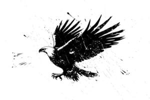 ancien Aigle tatouage illustration dessiné à la main oiseau avec grunge texture et hachures croisées modèle. vecteur