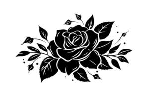 ancien Rose dessiné à la main floral logo conception. tatouage conception. vecteur