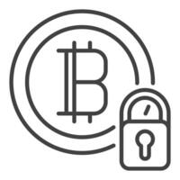 cadenas avec bitcoin crypto-monnaie Sécurité icône ou symbole dans contour style vecteur