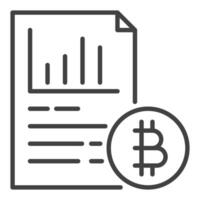 document avec bitcoin crypto-monnaie icône ou symbole dans contour style vecteur