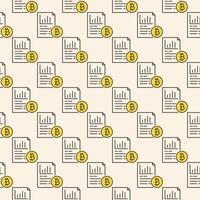 bitcoin document crypto-monnaie papiers coloré sans couture modèle dans contour style vecteur