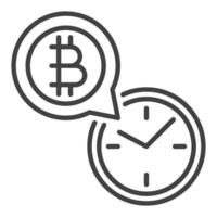 bitcoin temps crypto-monnaie l'horloge contour icône ou symbole vecteur