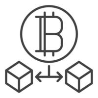 blocs avec bitcoin crypto-monnaie contour icône ou symbole vecteur