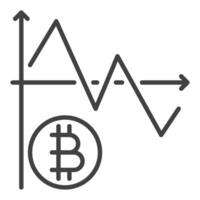 bitcoin commerce graphique crypto-monnaie icône ou symbole dans contour style vecteur