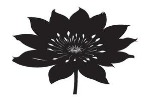 noir silhouette texture de une fleur sur blanc Contexte vecteur
