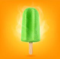 fumant fruit la glace la glace crème bâton, vert popsicle vecteur