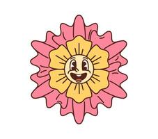 dessin animé rétro sensationnel fleur avec froussard bande dessinée visage vecteur