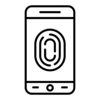 icône de ligne de verrouillage d'empreinte digitale mobile vecteur