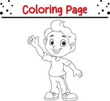 mignonne peu garçon coloration livre page pour les enfants vecteur