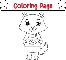 mignonne raton laveur chef coloration livre page pour les enfants vecteur