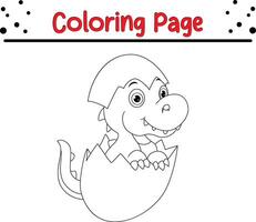 mignonne bébé dinosaure éclosion de Oeuf coloration page. mignonne coloration livre pour des gamins vecteur