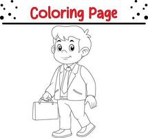 homme d'affaire en portant mallette coloration livre page pour des gamins et adultes vecteur