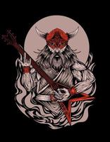 illustration vectorielle baddas viking guitariste vecteur