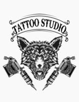 illustration, vecteur, loup, tatouage, studio, logo vecteur