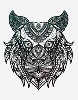 illustration vectorielle tête de tigre mandala style zentangle vecteur