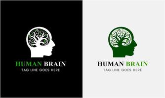 arbre cerveau logo concept. Humain esprit, esprit croissance, Humain cerveau avec Puissance ampoule, cerveau avec feuille, logo concept idée symbole, cerveau recharger, cerveau améliorer vecteur