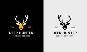 cerf logo, cerf chasseur logo icône, feuille avec cerf icône, cerf chasseur avec pistolet, cerf lever du soleil, cerf rond icône forme pour entreprise, vecteur
