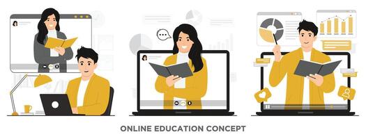 plat en ligne éducation en ligne classe apprentissage Didacticiel concept illustration vecteur