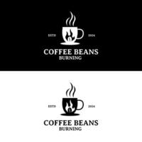 confortable café magasin logo conception avec chaud délicieux rôti café des haricots et enfumé arôme vecteur