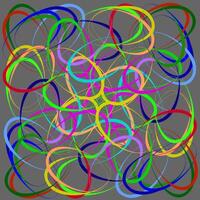 abstrait modèle dans le forme de multicolore concentrique cercles et ovales sur une gris Contexte vecteur