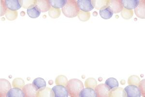 Cadre de violet et rose air des ballons. aquarelle isolé main tiré illustration. couronne pour cartes postales, décoration de enfants pièces et faire la fête, bébé douche et anniversaire cartes vecteur