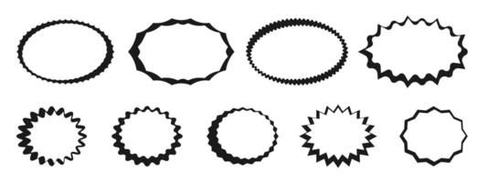 graphique rond et ovale conception cadres. ensemble de ondulé zigzag lignes rond autocollant. ondulé cadres pour modèles, autocollants, , la toile conception. illustration vecteur