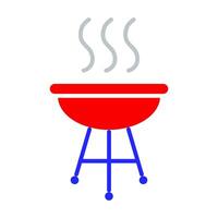 barbecue gril ensemble icône. rouge gril, vapeur lignes, cuisson, Extérieur un barbecue, été, pique-nique, grillage, nourriture préparation, faire la fête. vecteur