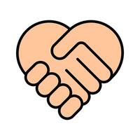poignée de main ensemble icône. cœur en forme de poignée de main, unité, coopération, Partenariat, accord, collaboration, Alliance, travail en équipe, mutuel respect, politique Alliance, communauté lier, social harmonie. vecteur