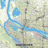 Vancouver, Washington, Etats-Unis carte affiche art vecteur