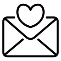 icône de ligne de lettre d'amour vecteur