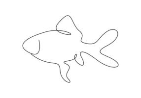 poisson rouge dans un continu ligne dessin prime illustration vecteur