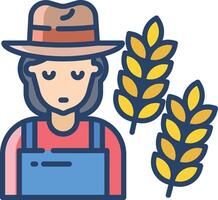 femme agriculteur linéaire Couleur illustration vecteur