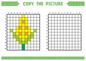 copie le image, Achevée le la grille image. éducatif feuilles de travail dessin avec carrés, coloration cellule domaines. enfants préscolaire activités. dessin animé, pixel art. blé illustration. vecteur