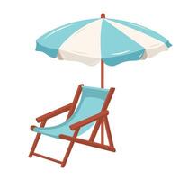 bain de soleil chaise avec plage parapluie. Soleil fainéant. vacances et Voyage concept. vecteur