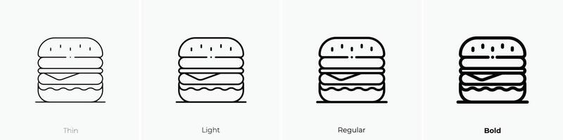 Hamburger icône. mince, lumière, ordinaire et audacieux style conception isolé sur blanc Contexte vecteur
