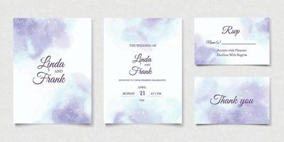 ensemble de cartes d'invitation de mariage bleu aquarelle abstrait vecteur