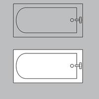 Haut vue baignoire icône pour maison plan conception. baignoire icône contour. baignoire icône contour vecteur