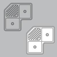 Haut vue évier icône pour maison plan conception. évier icône contour. évier icône contour vecteur