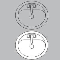 Haut vue évier icône pour maison plan conception. évier icône contour. évier icône contour vecteur