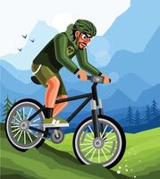 cycliste sur Montagne bicyclette illustration vecteur