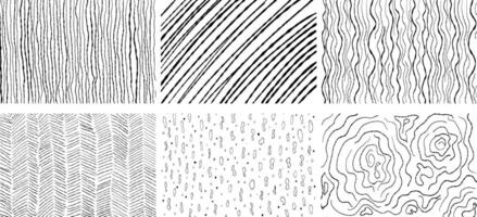 ensemble de géométrique minimaliste noir et blanc motifs. moderne ondulé ligne rayures texture, texture modèle collection conception. vecteur