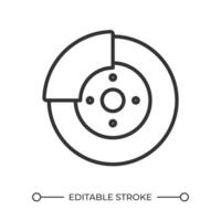 disque frein linéaire icône. auto réparation service. frein remplacement. automobile partie. véhicule entretien. mince ligne illustration. contour symbole. contour dessin. modifiable accident vasculaire cérébral vecteur