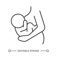 allaitement maternel linéaire icône. maternel se soucier. bébé alimentation. maternité lactation, enfant se soucier. maternité parentalité. mince ligne illustration. contour symbole. contour dessin. modifiable accident vasculaire cérébral vecteur