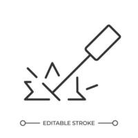 soudage torche linéaire icône. métal fabrication. construction équipement. Manuel travail. industriel travail. mince ligne illustration. contour symbole. contour dessin. modifiable accident vasculaire cérébral vecteur