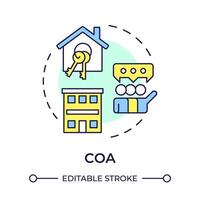 coa multi Couleur concept icône. association logement, communauté. réunion gestion. rond forme ligne illustration. abstrait idée. graphique conception. facile à utilisation dans infographie, présentation vecteur